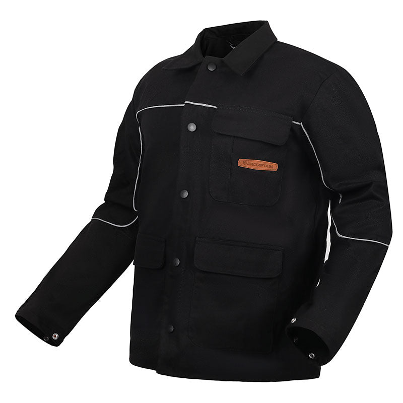 100% Cotton Welding Coat for Men Women Black Jacket