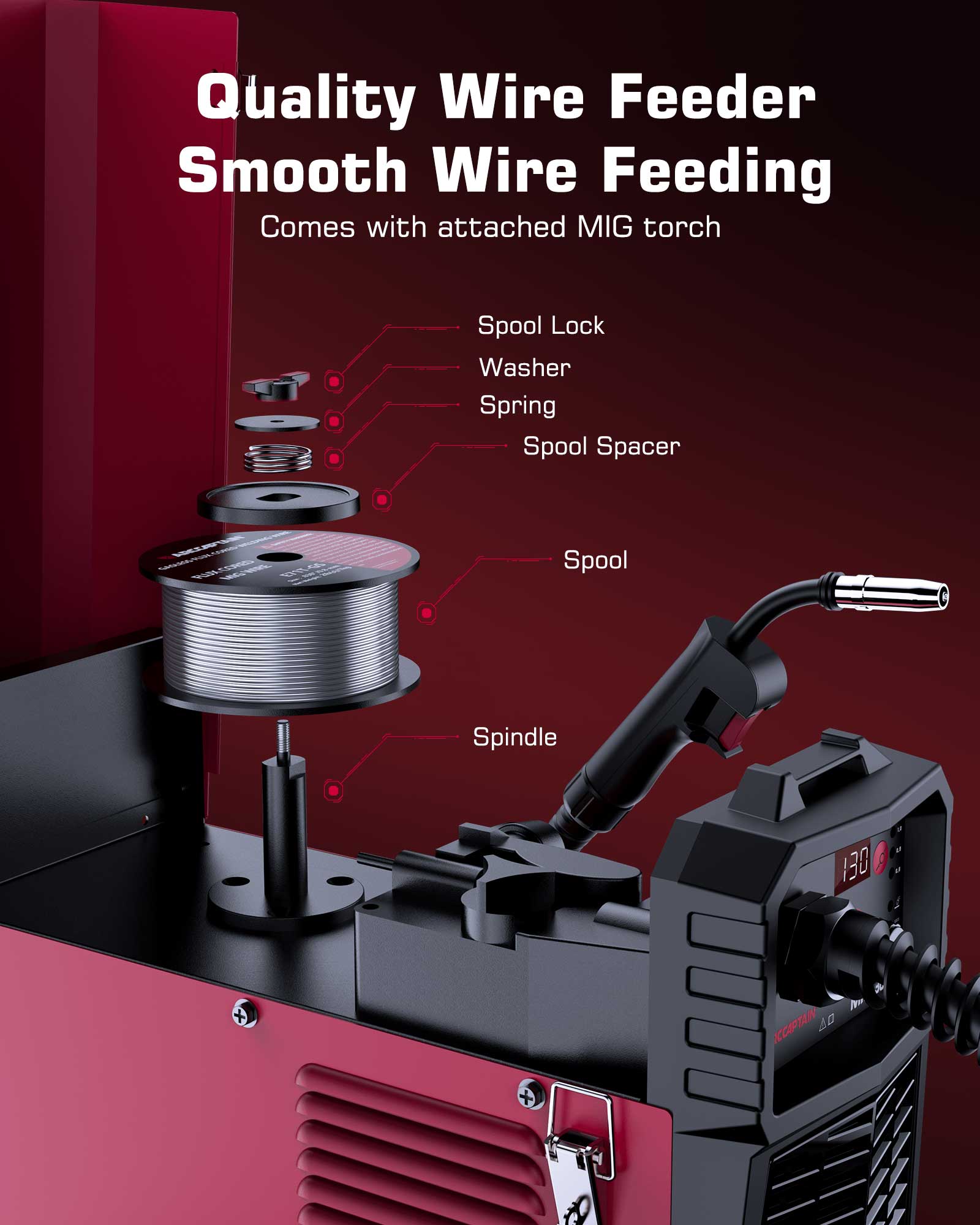 3 in 1 Portable No Gas Flux Core Welder MIG130