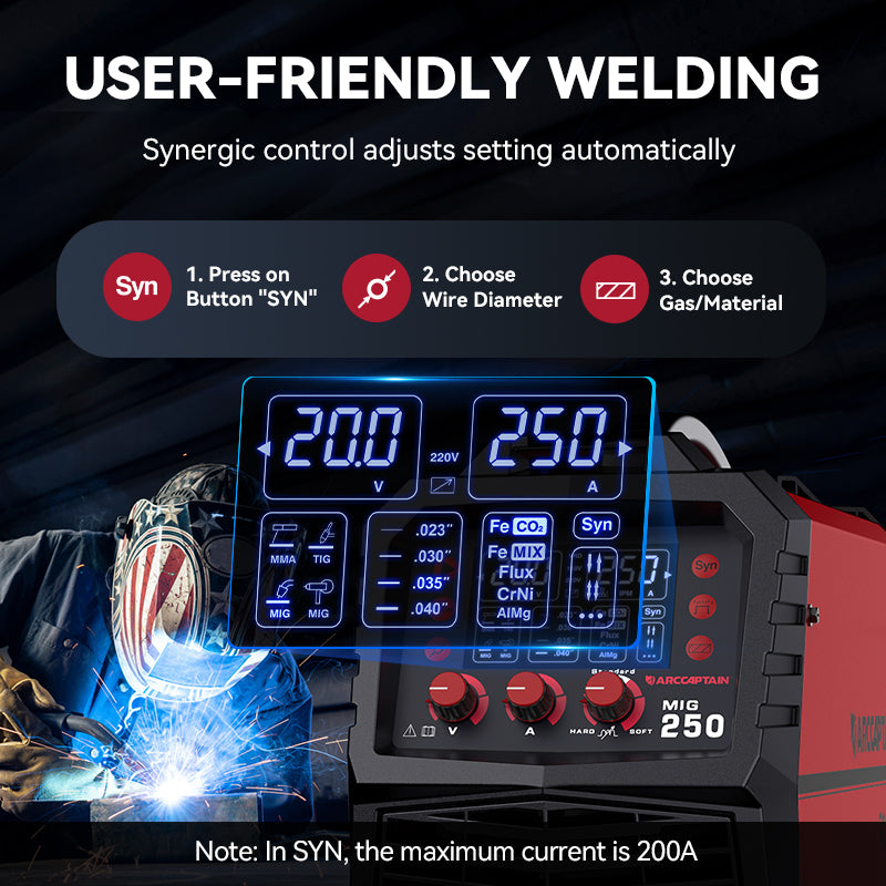 MIG250 MIG TIG Stick Welder Aluminum Welding Machine