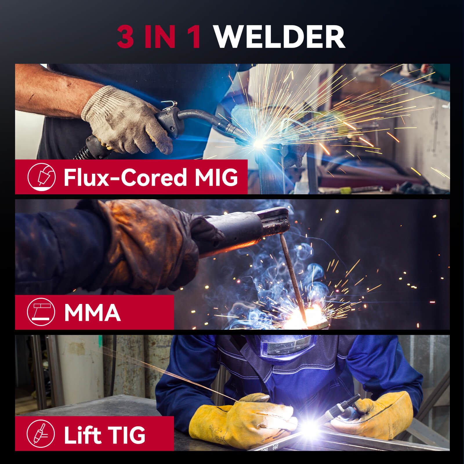 MIG145 Pro Portable 3 in 1 Flux Core Welder