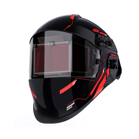 Super Large View with Side View Welding Helmet Black and Red Hyperview X400