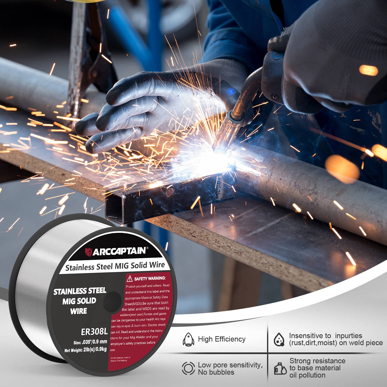 Solid Wire 2 Lbs Stainless Steel Mig Welding Wire