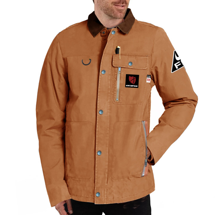 100% Cotton Flame Resistant Welding Jacket Khaki Welding Coat