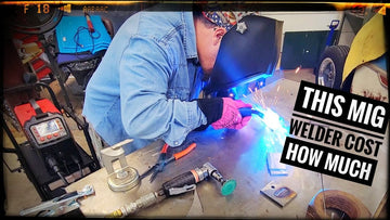 Welder using a budget MIG welder during a welding project