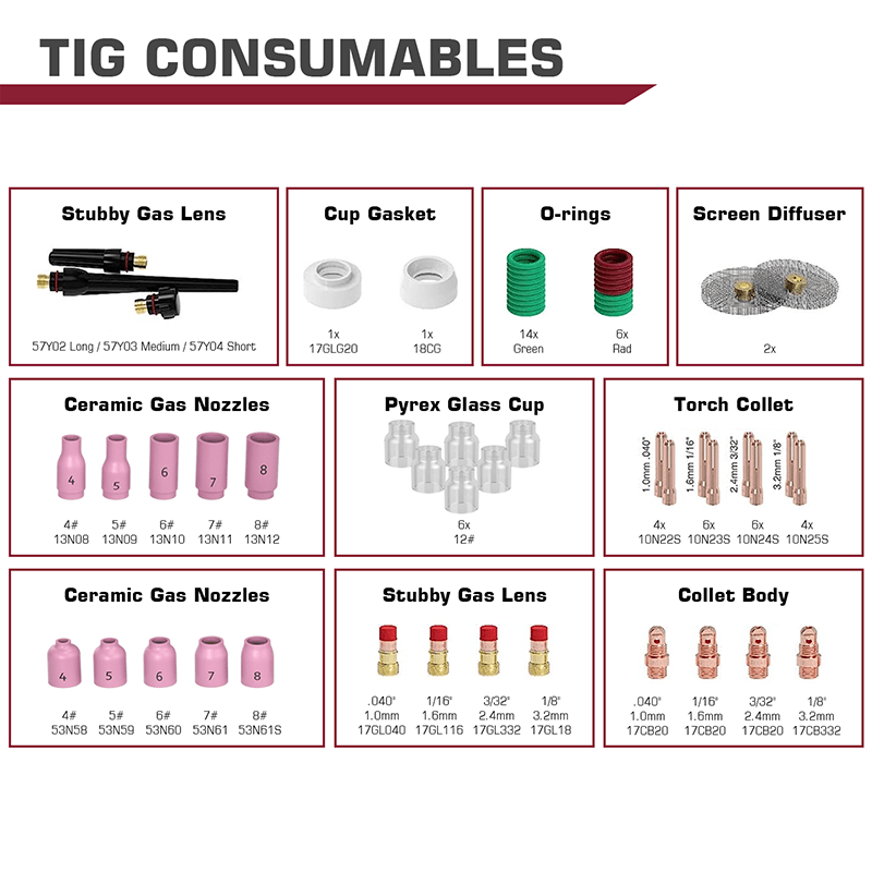 Arccaptain TIG Welding Torch Parts For TIG200/TIG200P
