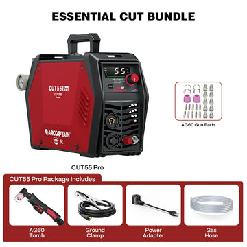 ARCCAPTAIN CUT55 Pro 55A Plasma Cutter Essential CUT Bundle with AG60 Parts