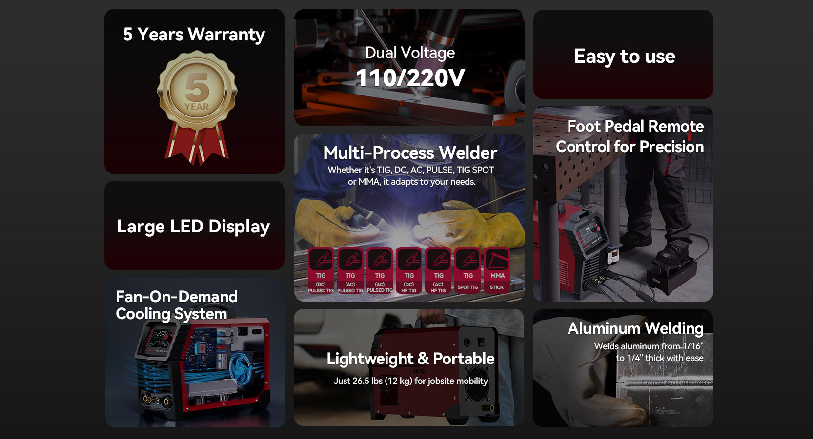 TIG200P welding features