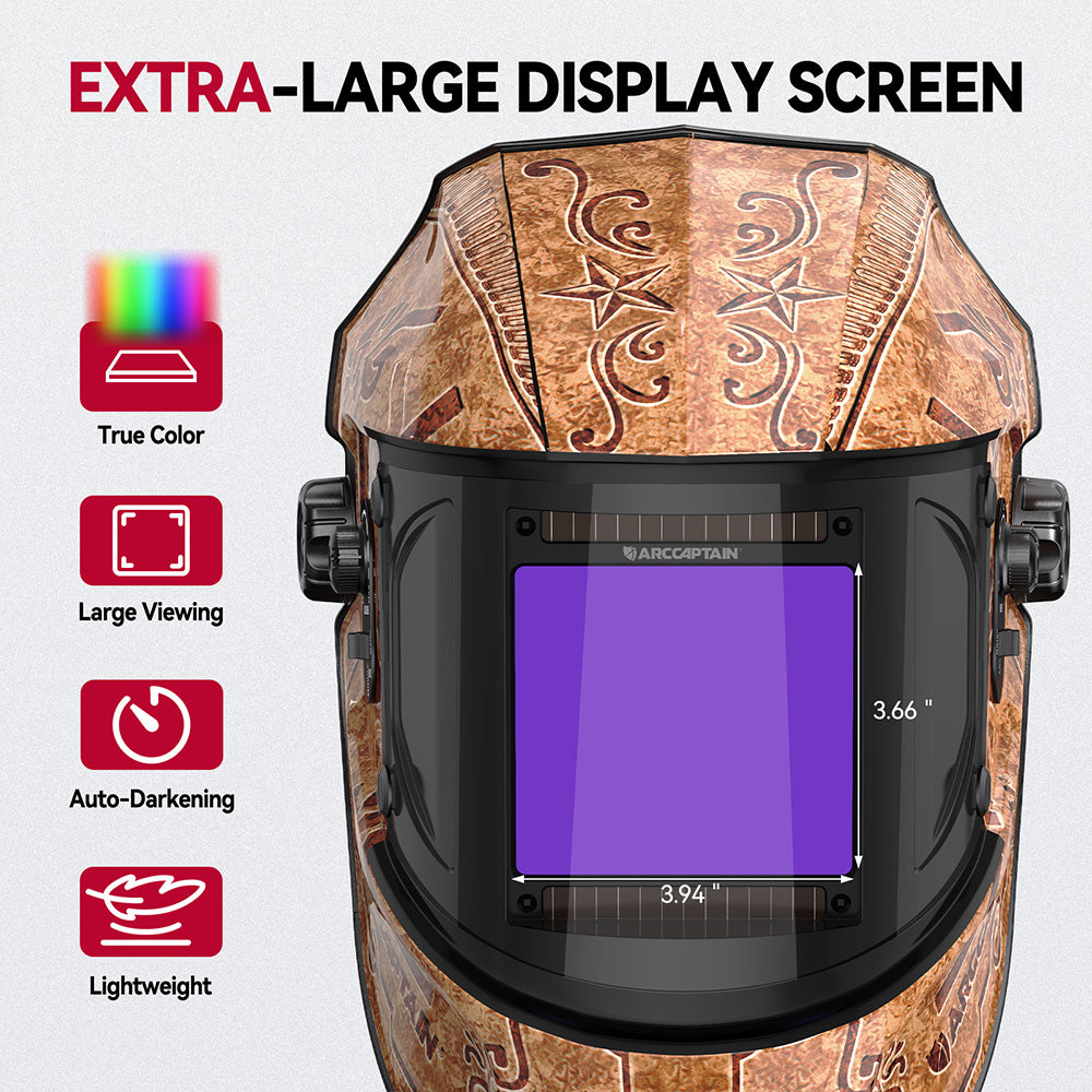 Auto Darkening Welding Hood Wood Etched EXSpace VisionX200