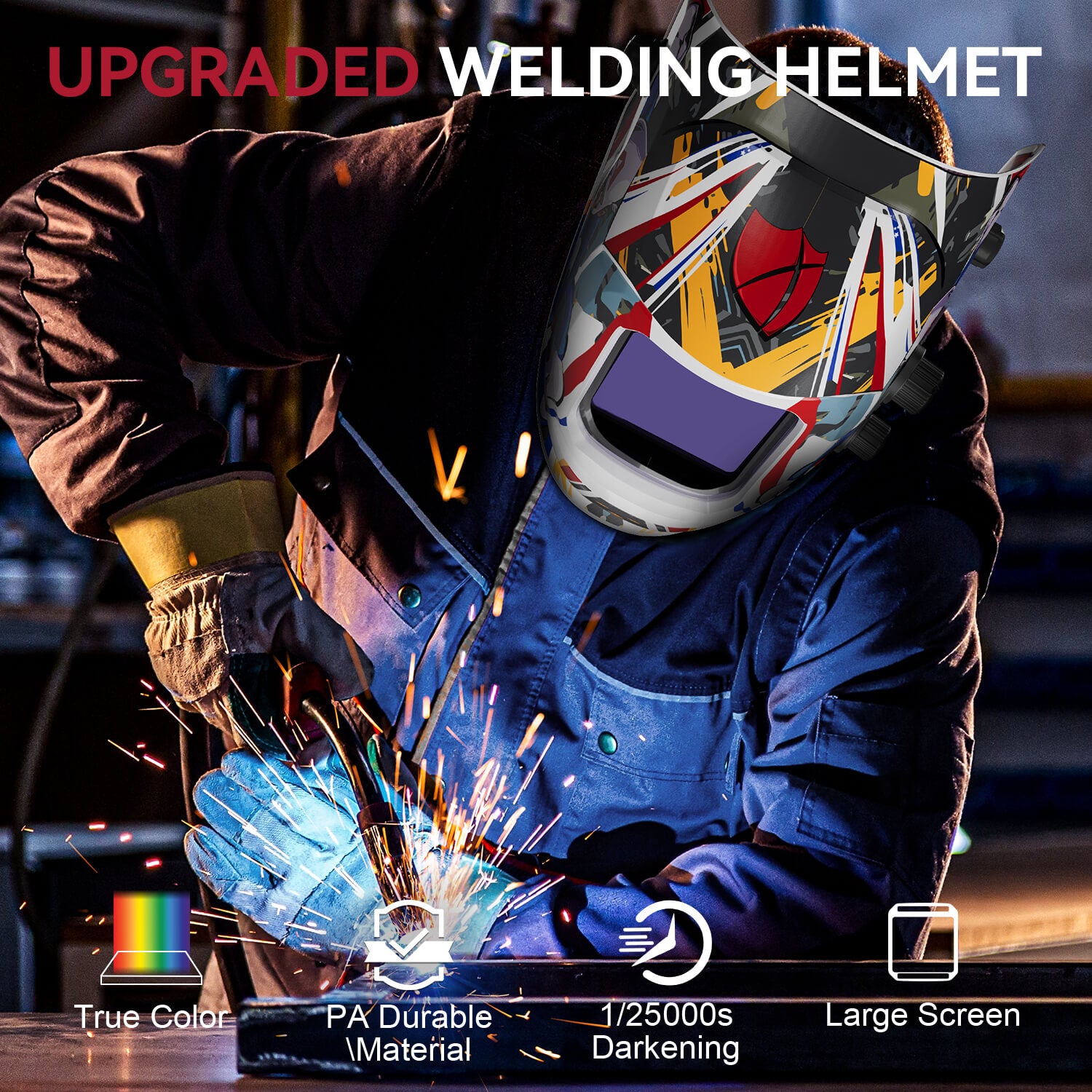 Large Viewing Screen Welding Helmet – Captain Metal | ARCCAPTAIN