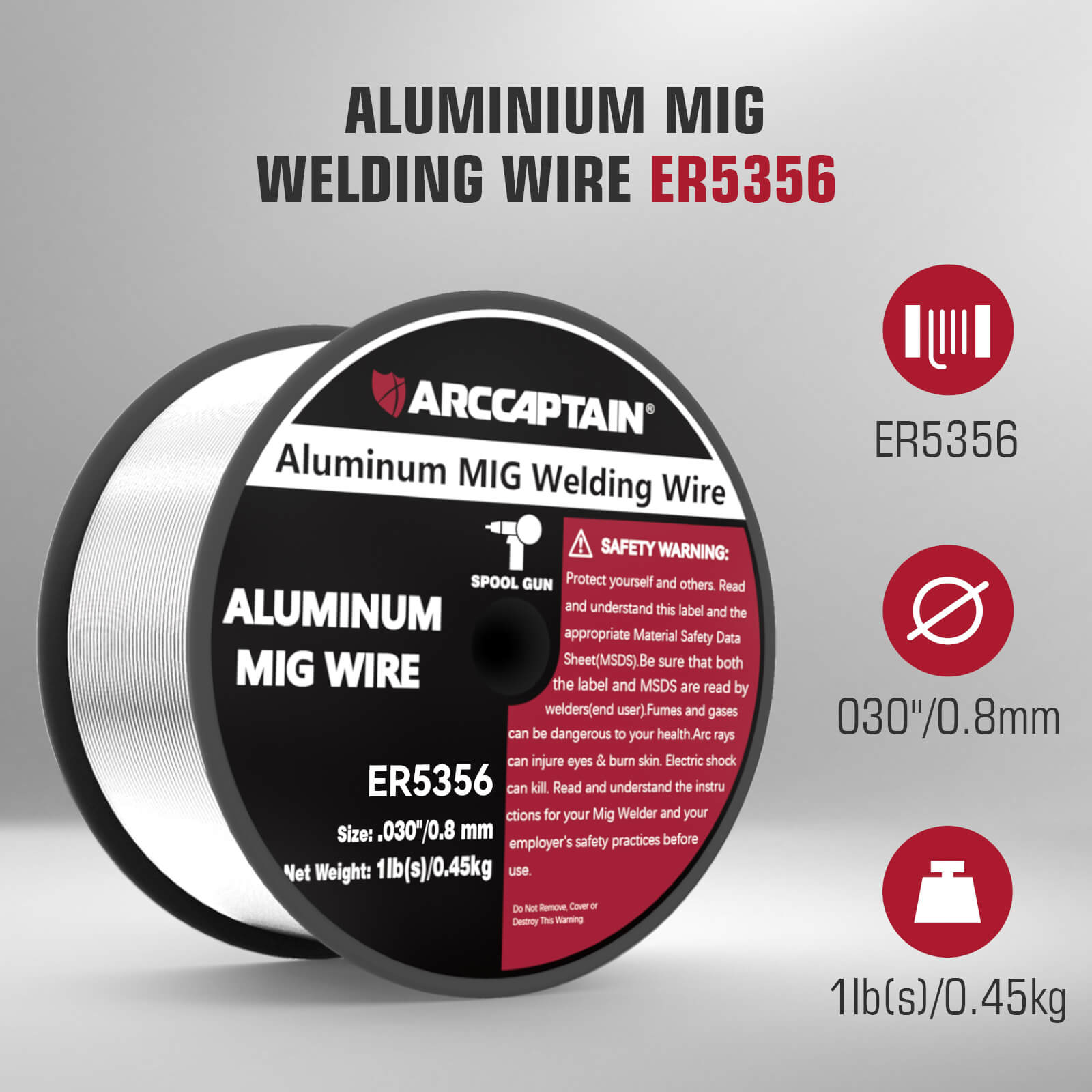Arccaptain 5356 Aluminum Wire 1 Pound MIG Welding Wire for Spool Gun