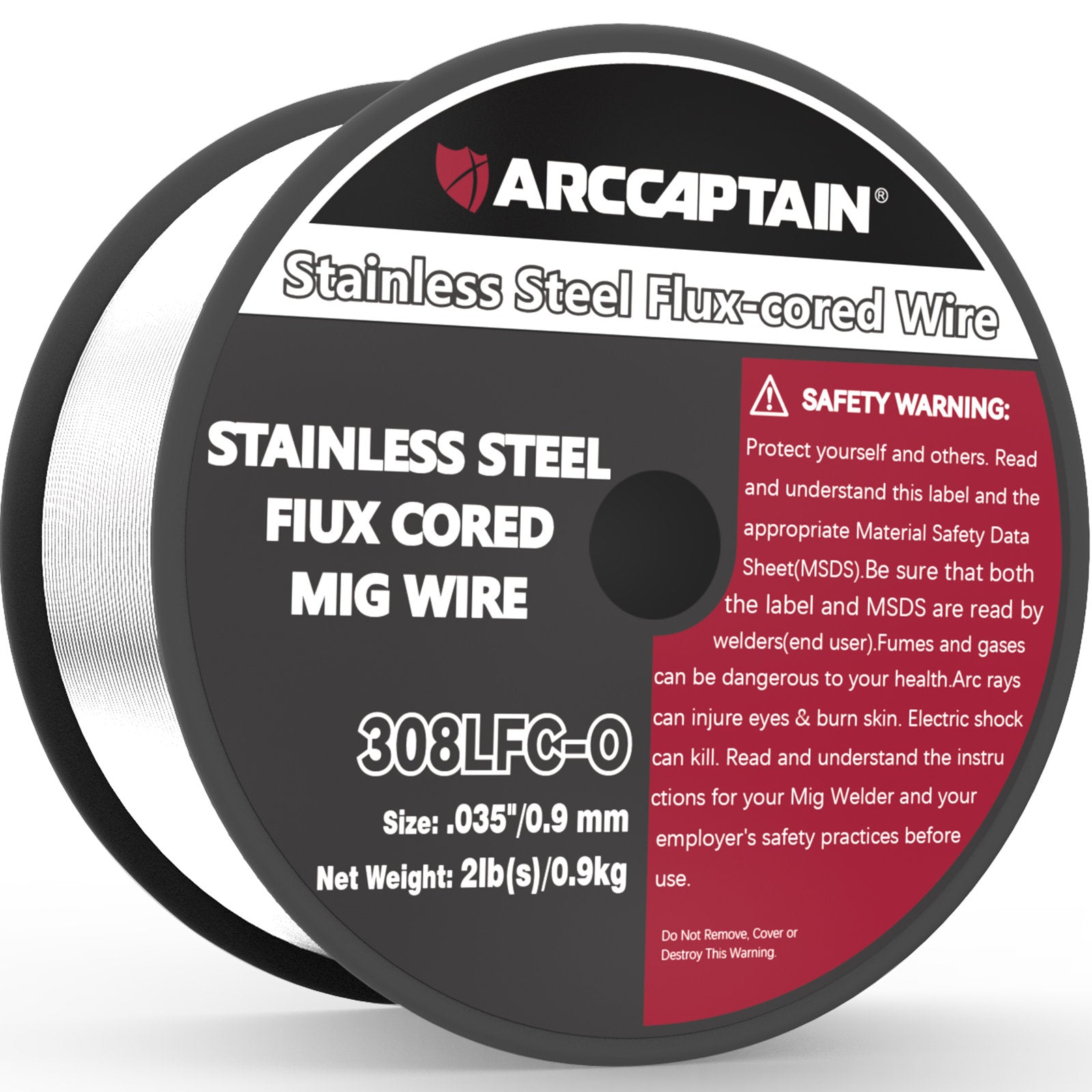 ARCCAPTAIN E308LFC-O Flux Cored Wire 2 Lbs Stainless Steel Mig Welding Wire