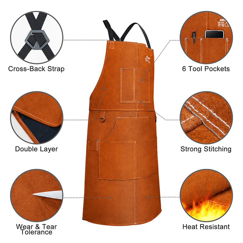 Welding Apron Leather Bib Apron Brown (Sold per EACH) - Safety Supplies Canada Welding Apron Leather Bib Apron Brown (Sold per EACH) - Safety Supplies Canada