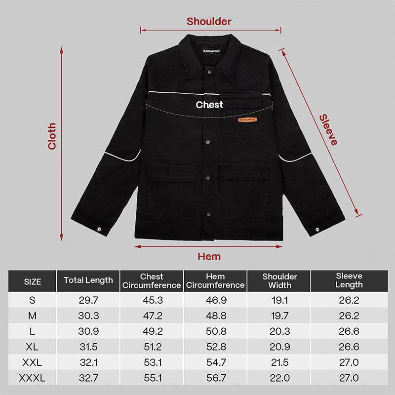 100% Cotton Welding Coat for Men Women Black Jacket