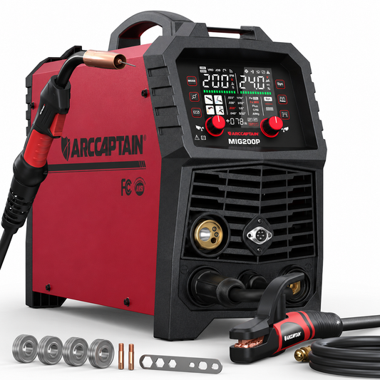 Soldadora MIG multiproceso ARCCAPTAIN MIG200 Soldadora de aluminio de 200 amperios 110/220 V 