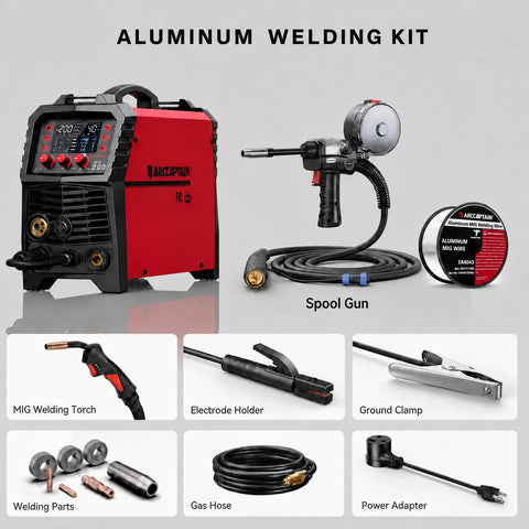 Soldadora MIG multiproceso ARCCAPTAIN MIG200 Soldadora de aluminio de 200 amperios 110/220 V 