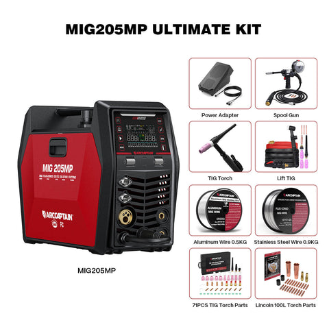 Arccaptain MIG205MP All-in-One Pulse MIG Welder and Cutter Combo
