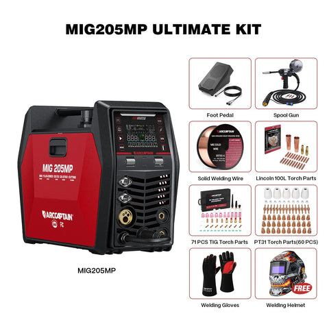 Arccaptain MIG205MP All-in-One Pulse MIG Welder and Cutter Combo