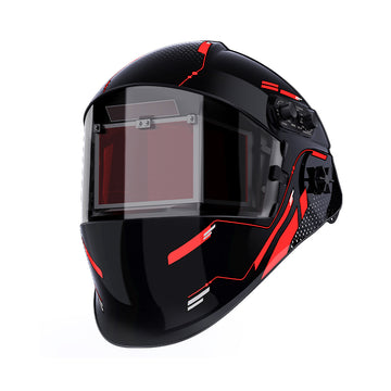 Super Large View with Side View Welding Helmet Black and Red Hyperview X300