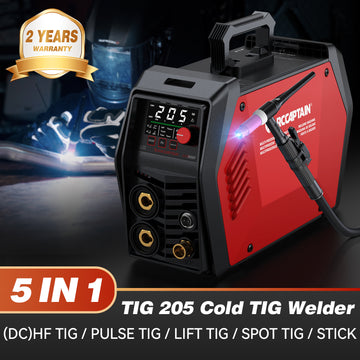 ARCCAPTAIN ,5 In 1 Cold Spot Stick/TIG Welder,TIG 205 Pro Welder Machine,120V/240V Welder with Large LED Display