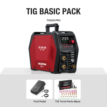 ARCCAPTAIN TIG205 Pro 205A Dual-Voltage DC TIG Welder Basic Pack
