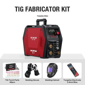 ARCCAPTAIN TIG205 Pro 205A Dual-Voltage DC TIG Welder Fabricator Kit