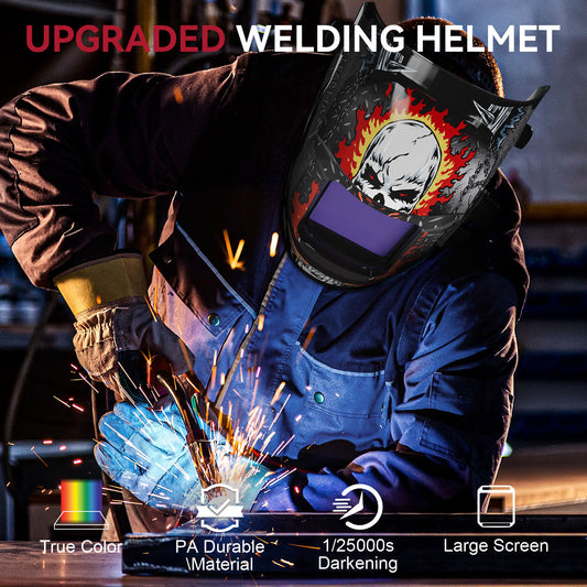 Arccaptain Skull Auto-Darkening Welding Helmet with Large Viewing Screen