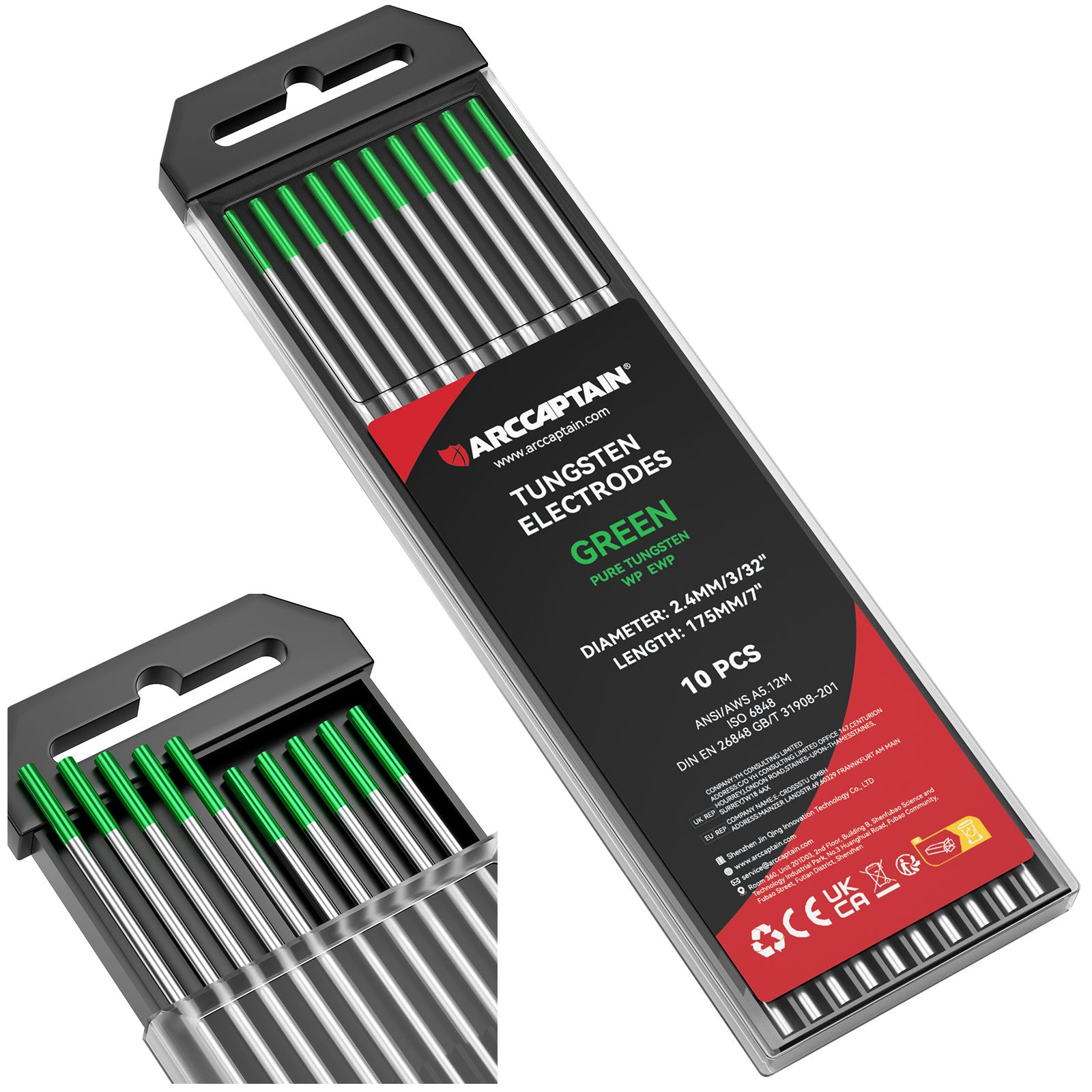 10 Pack Color coded Tungsten Electrodes 2 Blue Red Lanthanated Tungsten