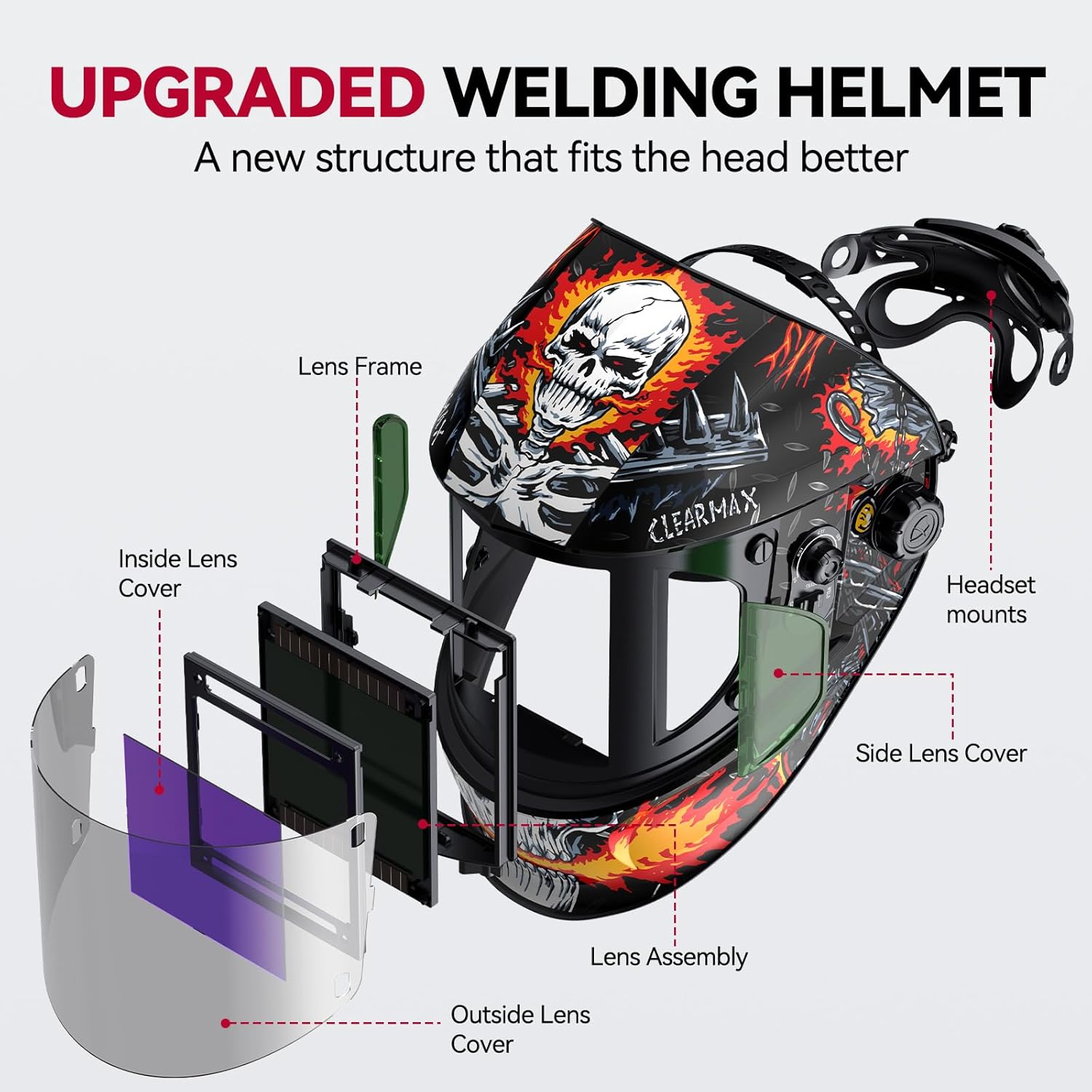 Super Large View 3.94" x 7.06" Welding Helmet with Side View EXSpace VisionX300