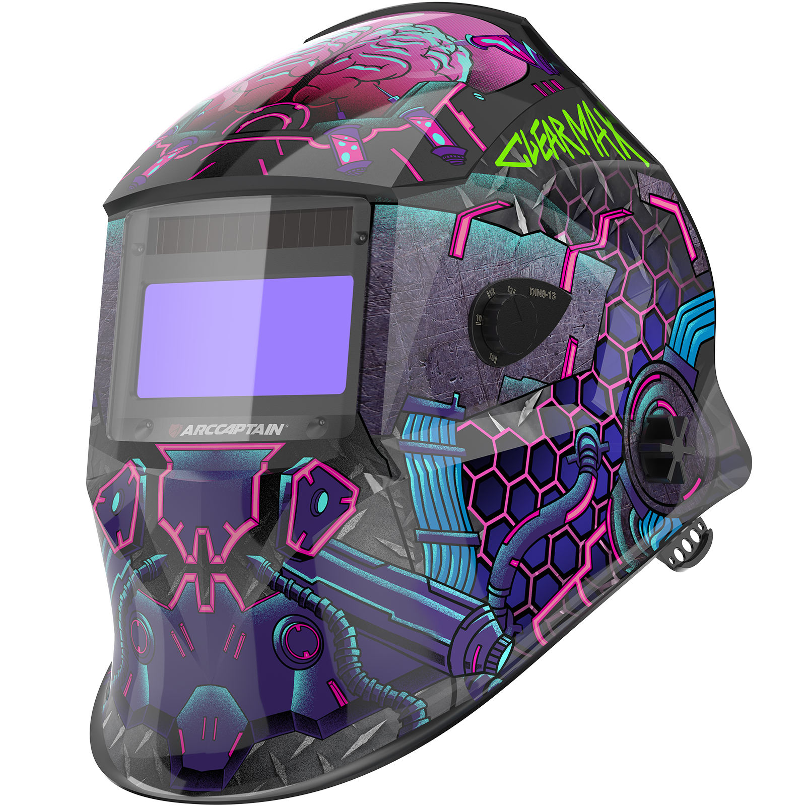 Casco de soldadura con oscurecimiento automático Punk Neuron 3,86” × 1,69” Casco de color verdadero