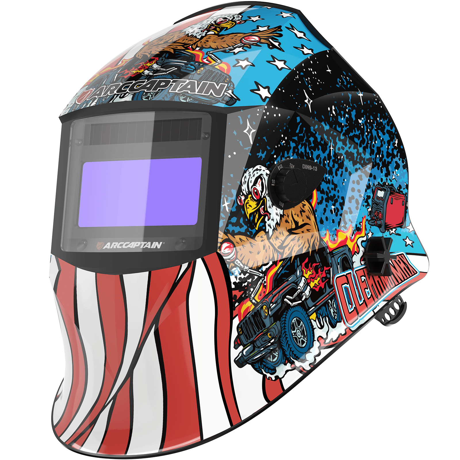Auto Darkening Welding Helmet American Eagle 3.86"×1.69" True Color Viewing Screen HSH-S800