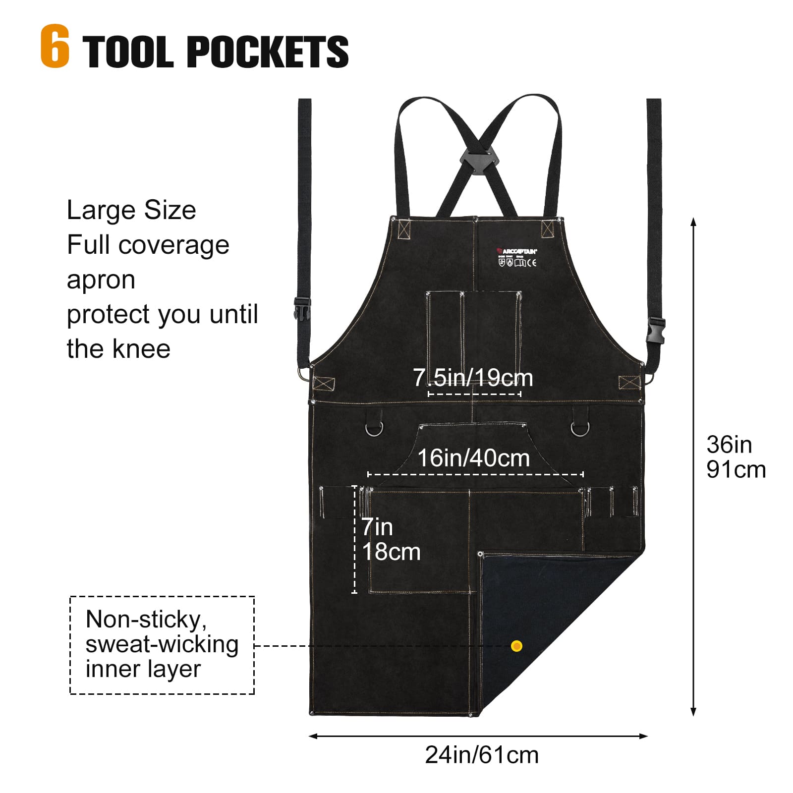 Arccaptain Leather Welding Apron Heat Flame Resistant Apron for Weldin