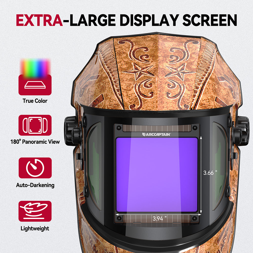 アガベ TT EXSpace X300 Welding Helmets with Auto Darkening Wood Etched