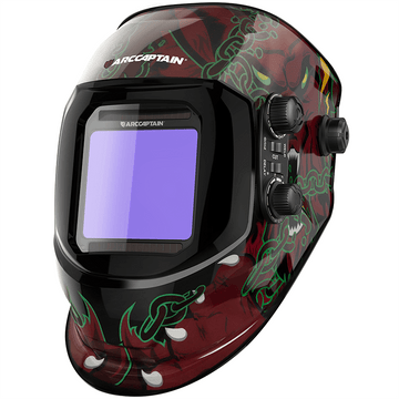 Casco de soldadura con oscurecimiento automático, pantalla de visualización grande, máscara de soldadura de color verdadero con diseño de lobo de 3,94 