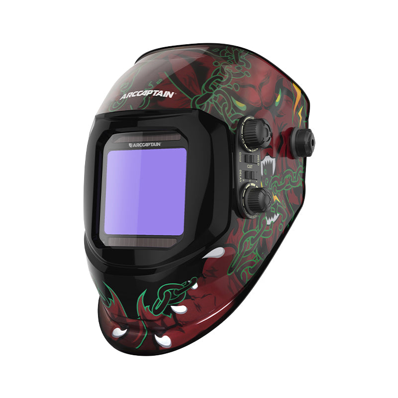 Casque de soudage à obscurcissement automatique, grand écran de visualisation, masque de soudage de couleur vraie, conception de loup, 3.94 "x 3,66"