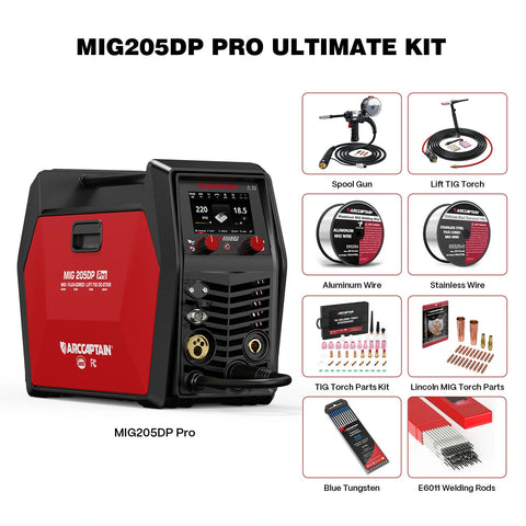 Arccaptain MIG205DP Pro Double Pulse MIG Welder For Aluminum