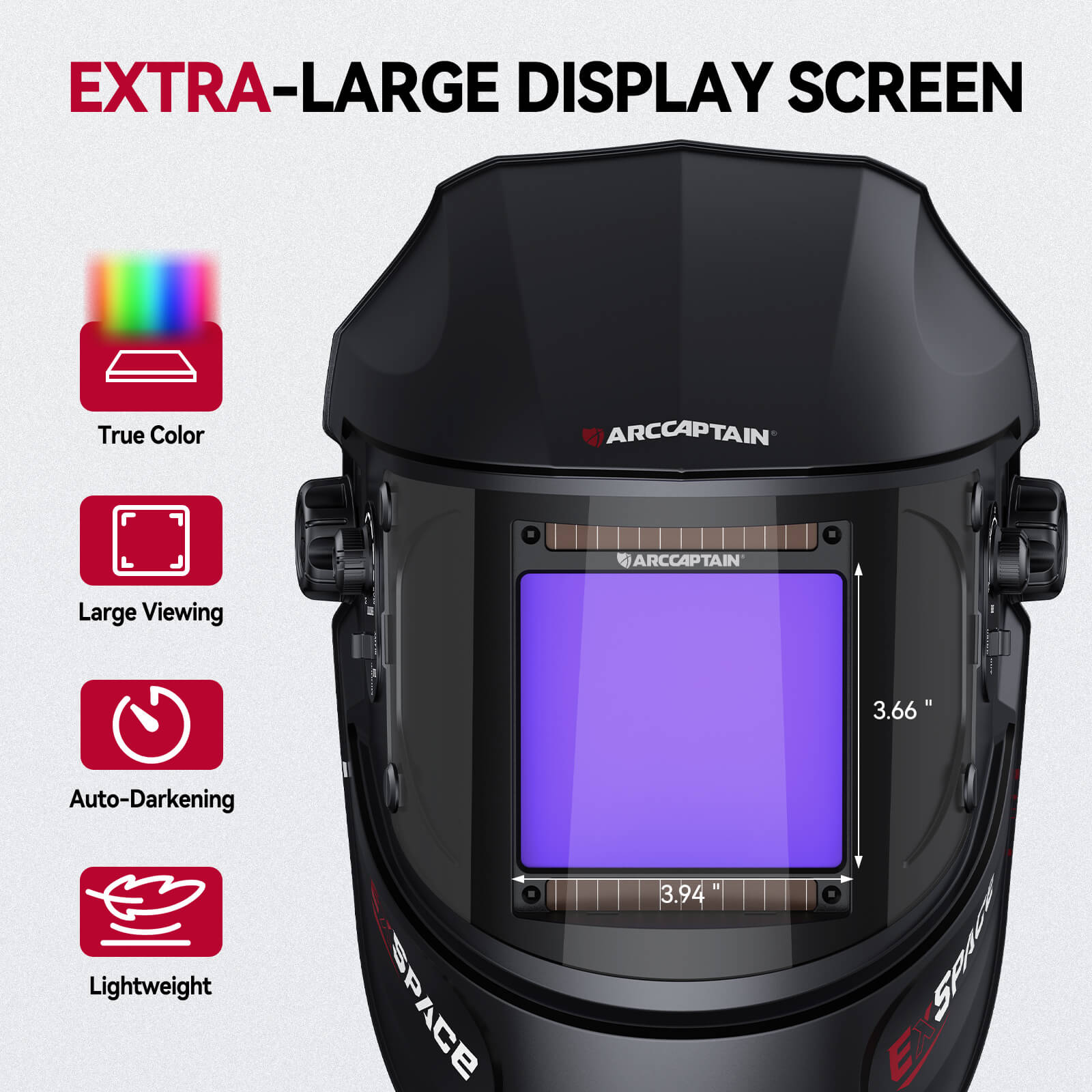 Lightweight True Color Welding Helmet | Black EXSpace VisionX200
