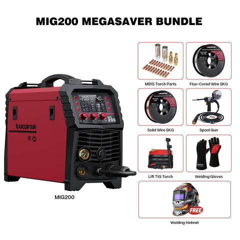 Soudeuse MIG multi-processus ARCCAPTAIN MIG200, soudeuse en aluminium 200 ampères 110/220V 