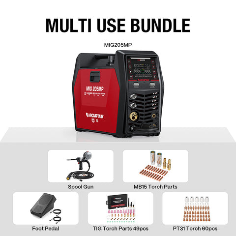 Arccaptain MIG205MP All-in-One Pulse MIG Welder and Cutter Combo
