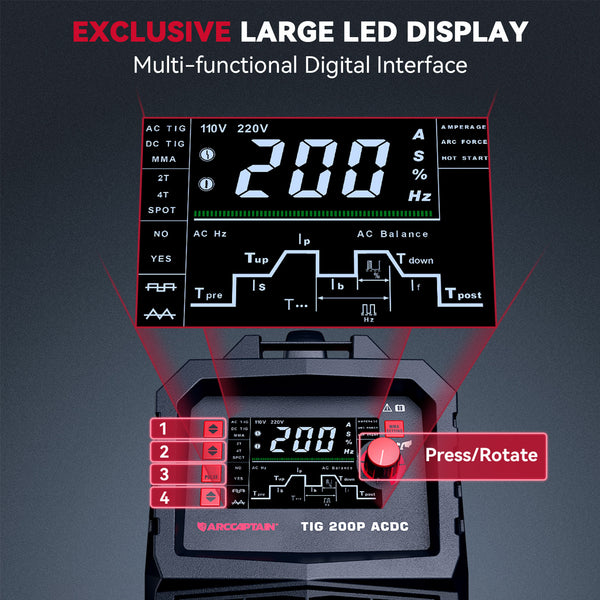 Arccaptain Tig200P AC/DC Multi Process Aluminum Pulse Tig Welder