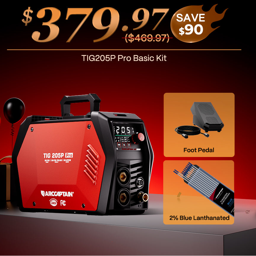 Arccaptain DC TIG205P Pro 5-in-1 App-Controlled Pulse TIG Welder