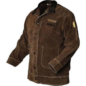 Heavy Duty Cowhide Welding Jacket Brown Leather Coat